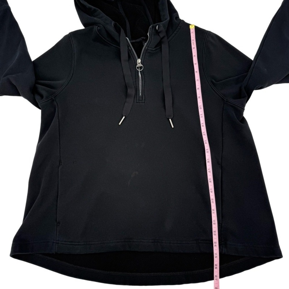 ATHLETA Large Cozy Karma Half Zip Hoodie Black Fleece High-Low Sporty Cozy *FLAW - Picture 6 of 13